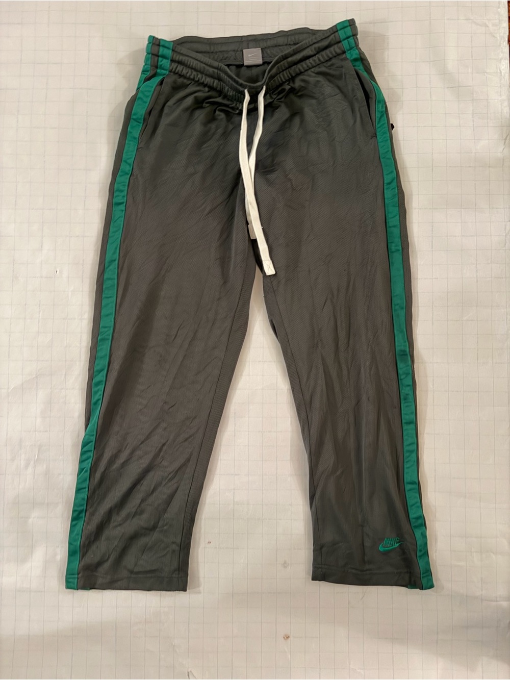 Vintage Nike Gray Joggers with Green Side Stripes